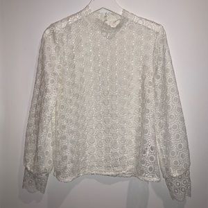 White long sleeve laced top